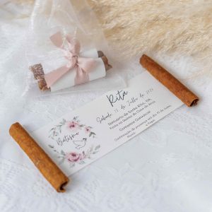 Convite de Batizado ou Comunhão Canela Menina