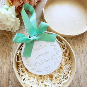 Medalha em Gesso Perfumado convite "aceitas ser meu padrinho"