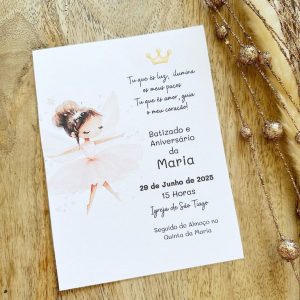 Convite bailarina para batizado ou aniversario ou comunhao