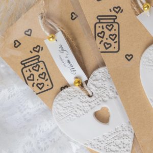 Lembrança Rústica em Gesso Perfumado corações para casamento