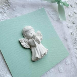 Anjo em Gesso Perfumado com base em cartão com Mensagem Verde