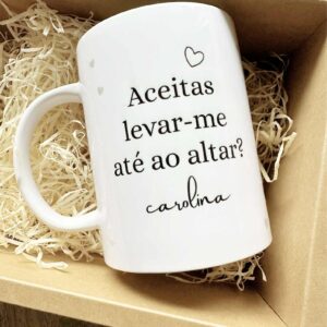 Taça Personalizada convite "aceitas levar-me até ao altar?" para casamento