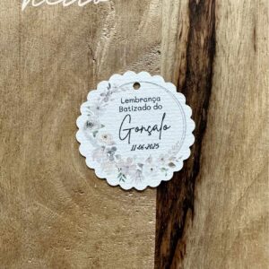 Etiquetas Personalizadas Redondas com flores beije nude