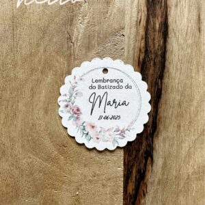 Etiquetas Personalizadas Redondas com flores rosa