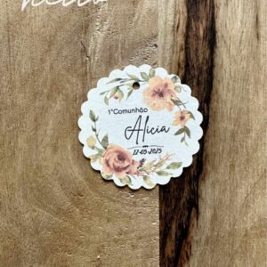 Etiquetas Personalizadas Redondas com flores laranja