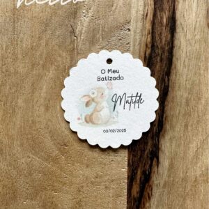 Etiquetas Personalizadas Redondas com coelho e borboleta