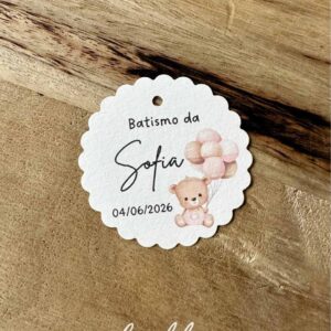 Etiqueta Personalizada para batizado, aniversário ou comunhão urso