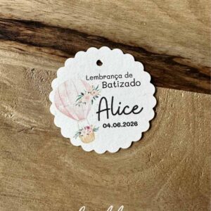 Etiqueta Personalizada para batizado, aniversário ou comunhão balão de ar quente