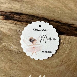Etiqueta Personalizada para batizado, aniversário ou comunhão bailarina ou fada