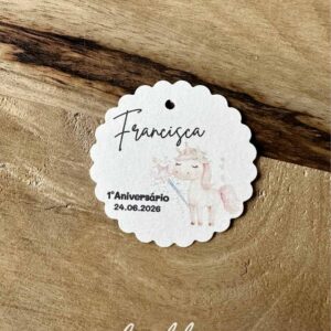 Etiqueta Personalizada para batizado, aniversário ou comunhão unicórnio